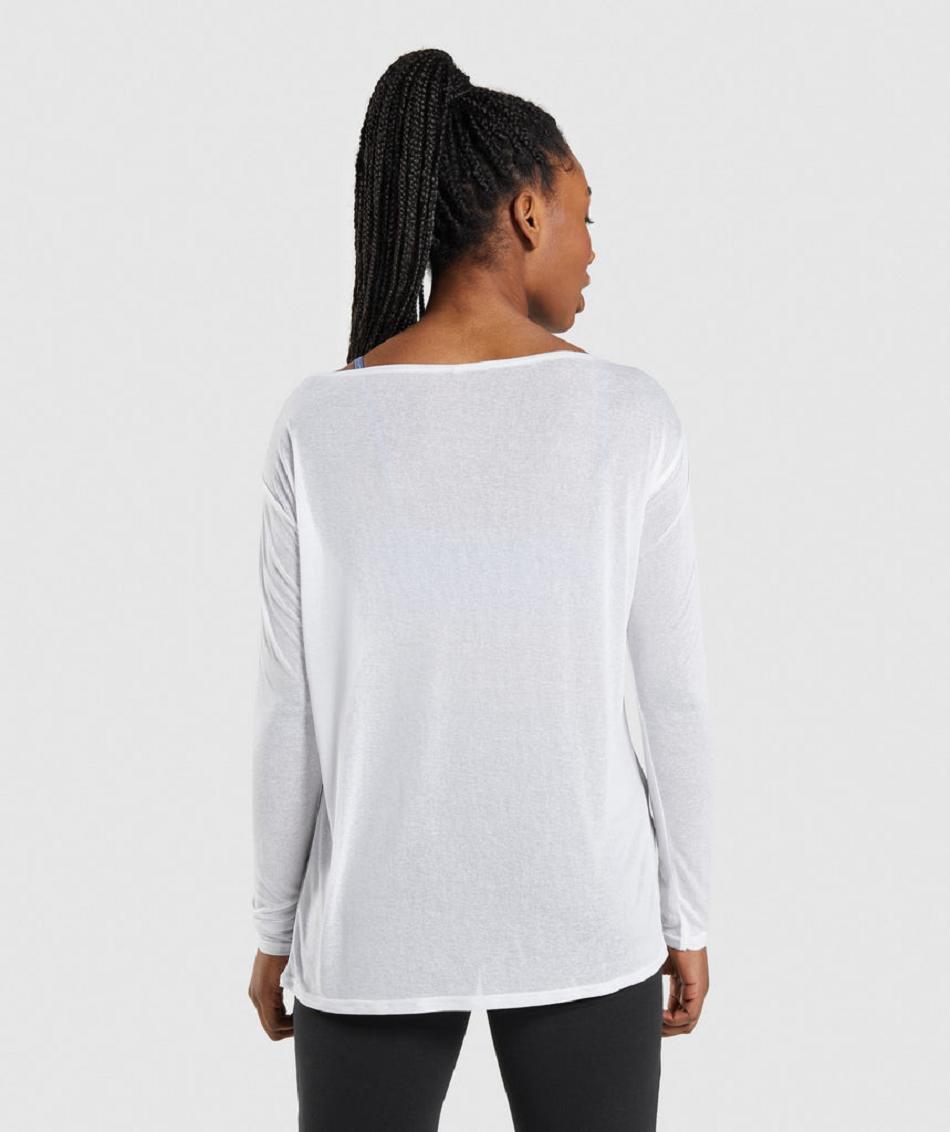 Long Sleeve Gymshark Entrenamiento Oversized Mujer Blancas | CO 2297GSO